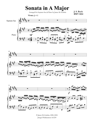 BACH: Sonata in A BWV 1032 for Soprano Sax & Piano