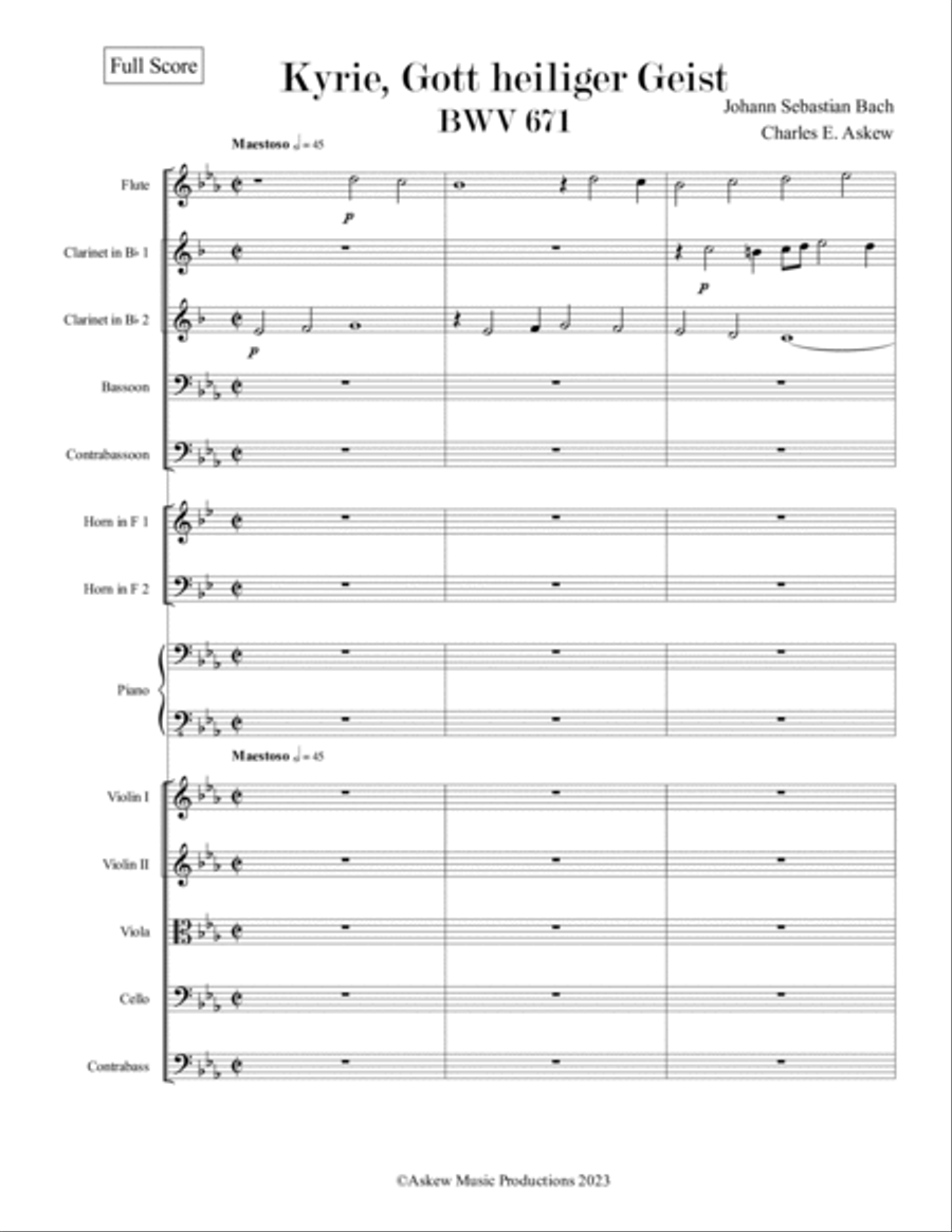 Kyrie, Gott heiliger Geist BWV 671 - AWV 9 Chamber Orchestra scores gallery preview page 3