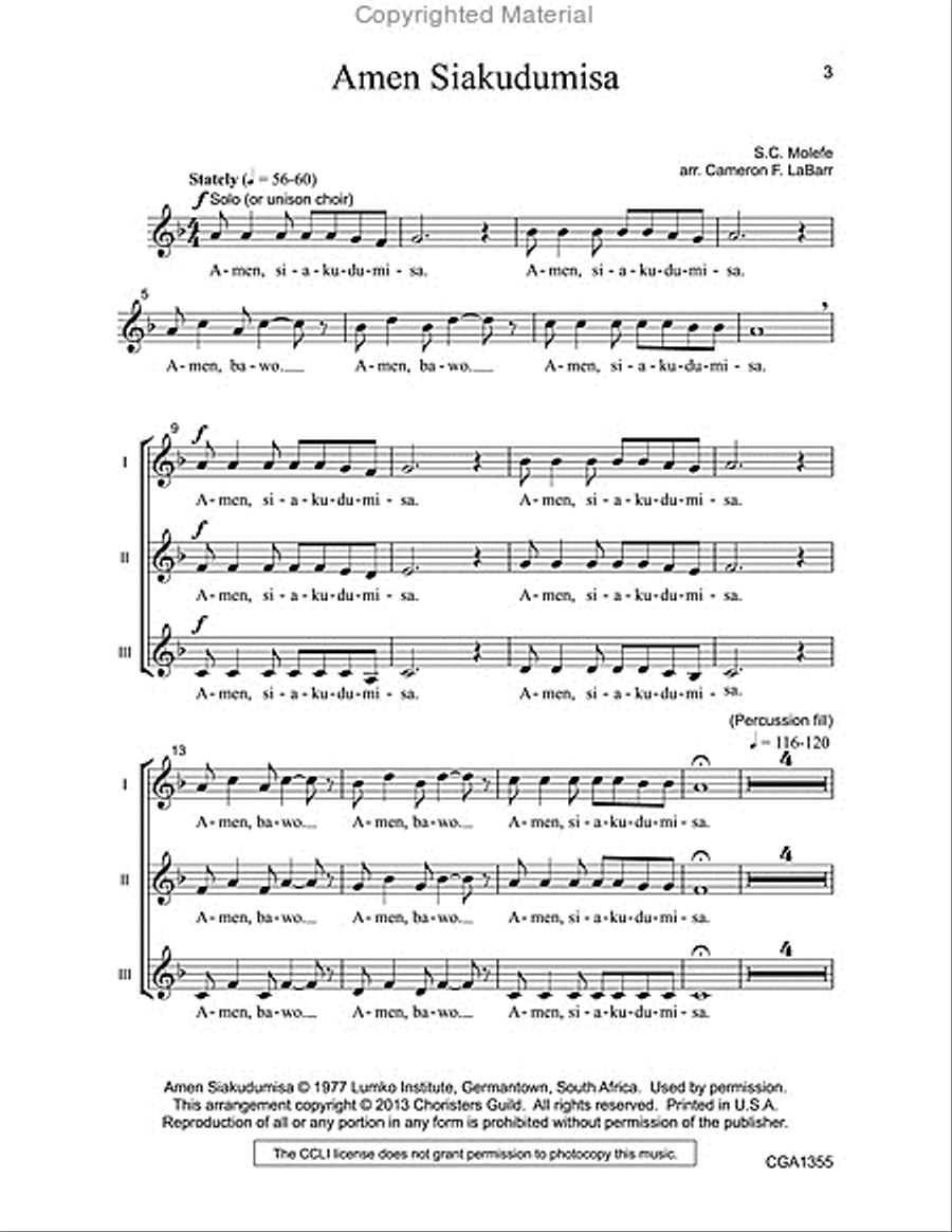 Amen Siakudumisa (SSA) SSA scores gallery preview page 2