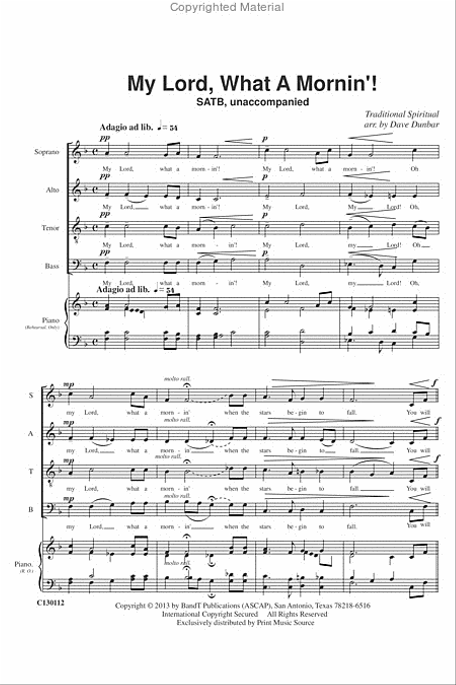 My Lord What A Mornin' 4-Part scores gallery preview page 3
