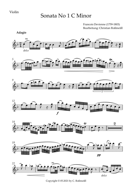 Devienne Sonata No 1 C Minor Part 2 Adagio (Violin)