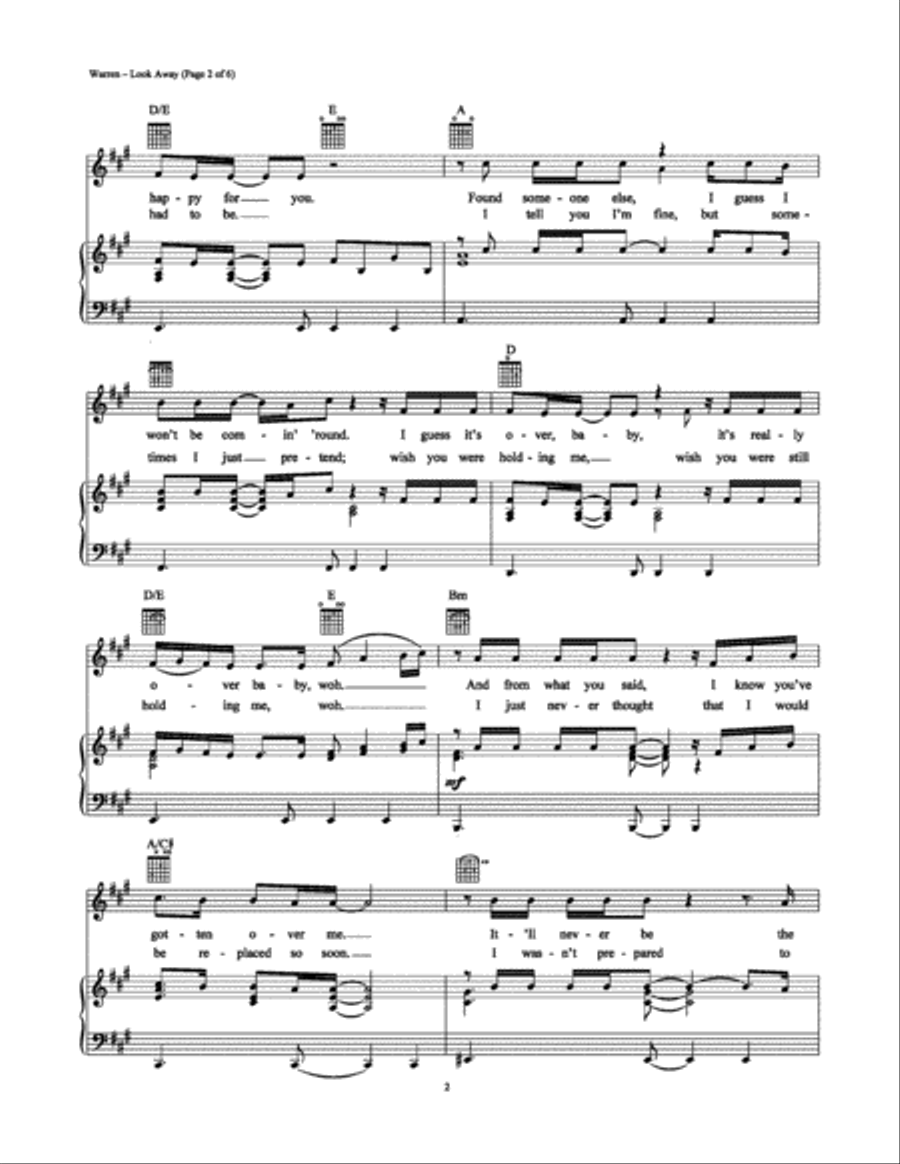 Look Away Piano, Vocal, Guitar scores gallery preview page 2