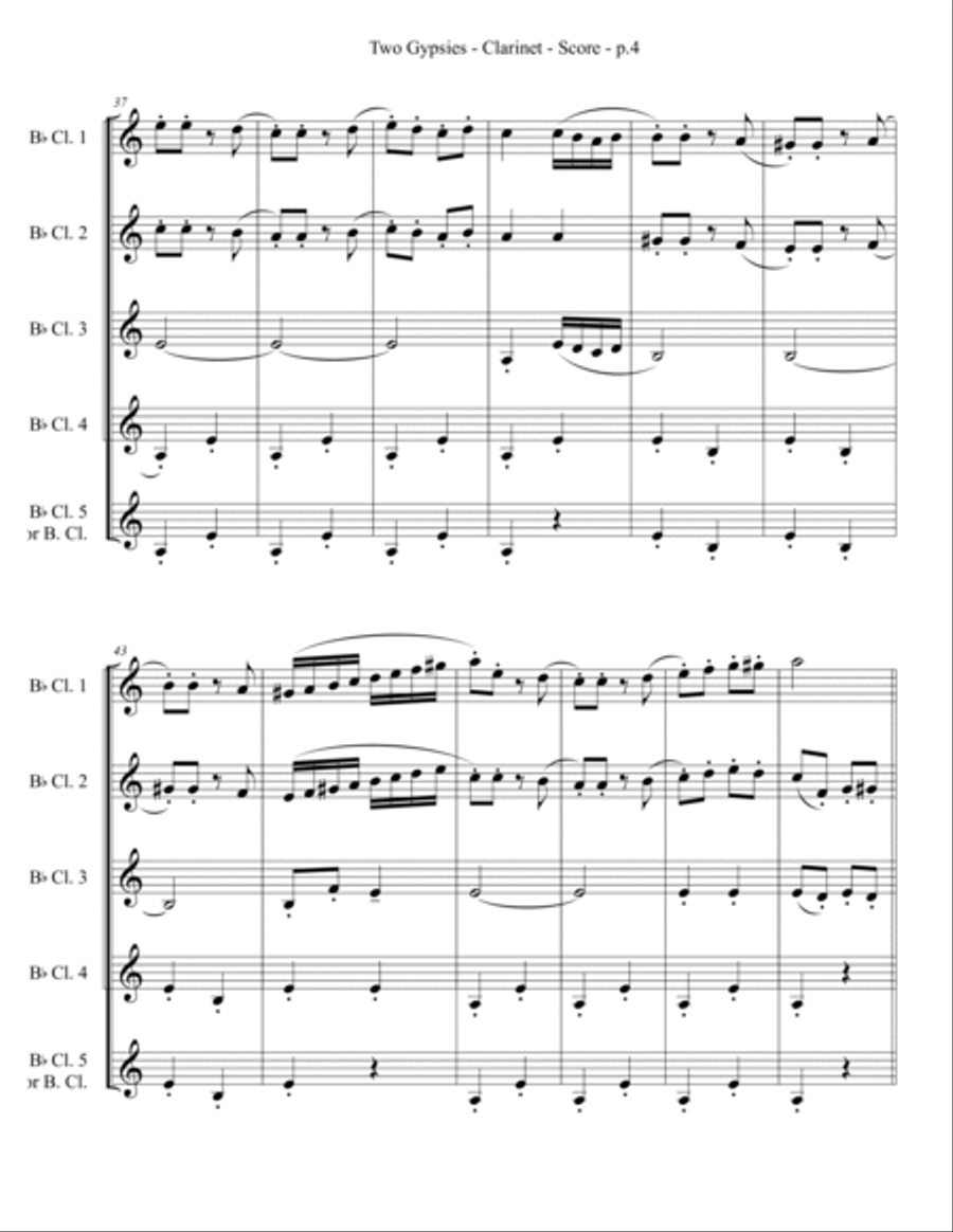 Two Gypsies - Clarinet Quintet/Ensemble Clarinet Quintet scores gallery preview page 5