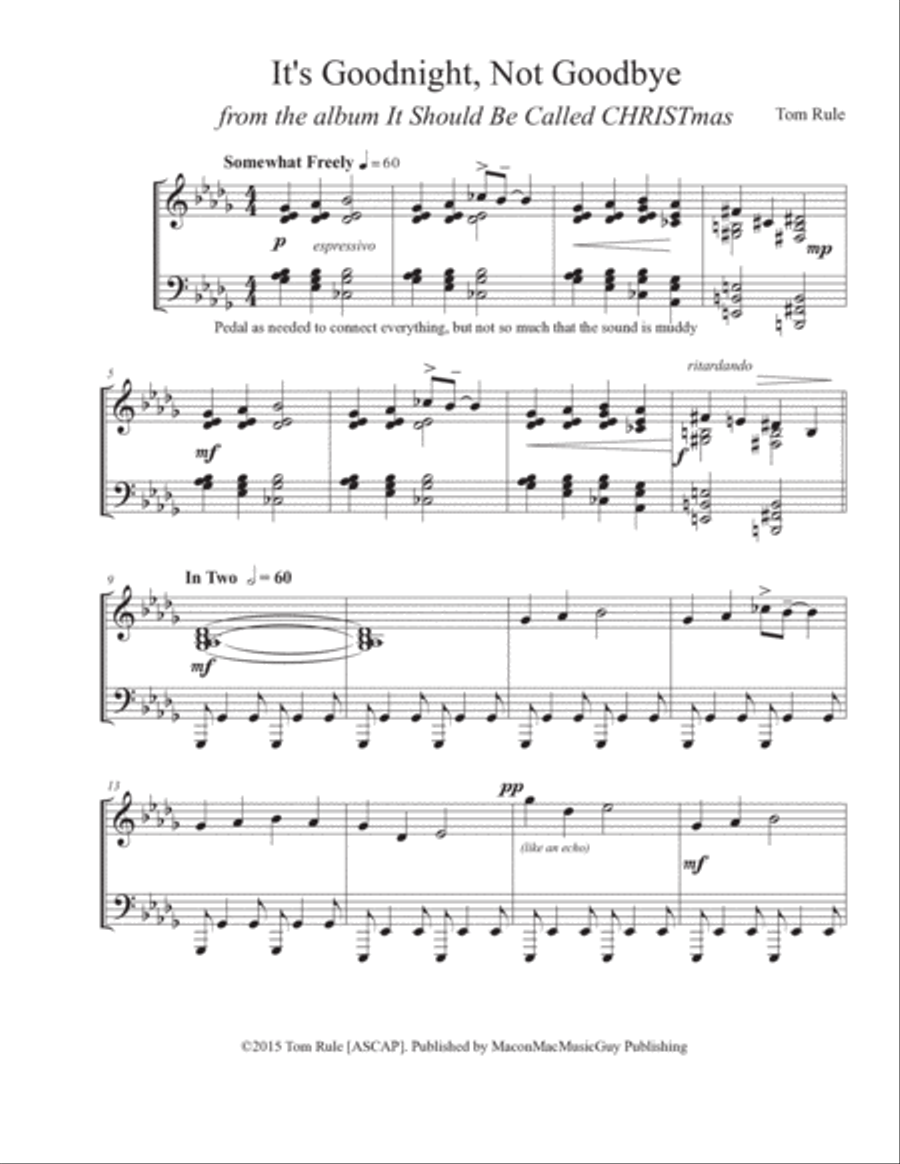 It's Goodnight, Not Goodbye Piano Solo scores gallery preview page 3