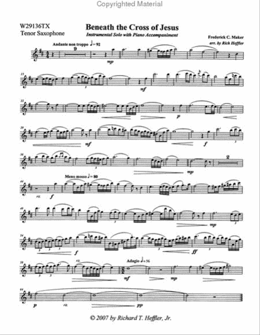 Beneath The Cross Of Jesus Tenor Saxophone scores gallery preview page 2