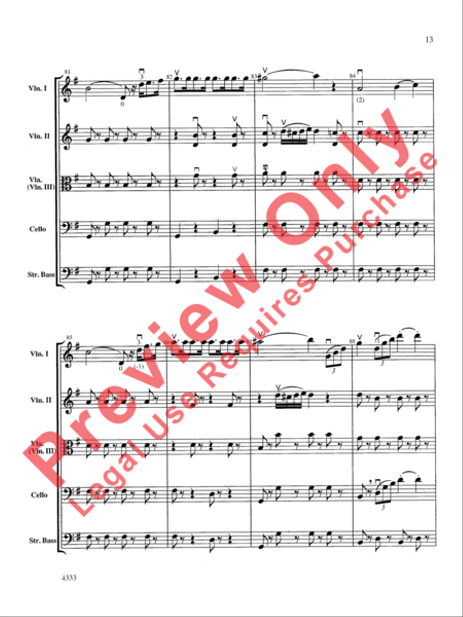 Overture from the Barber of Seville String Orchestra scores gallery preview page 14