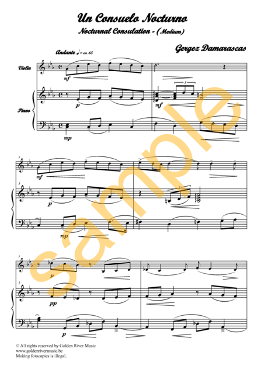 Un consuelo nocturno / Nocturnal consulation for violin Violin Solo scores gallery preview page 2