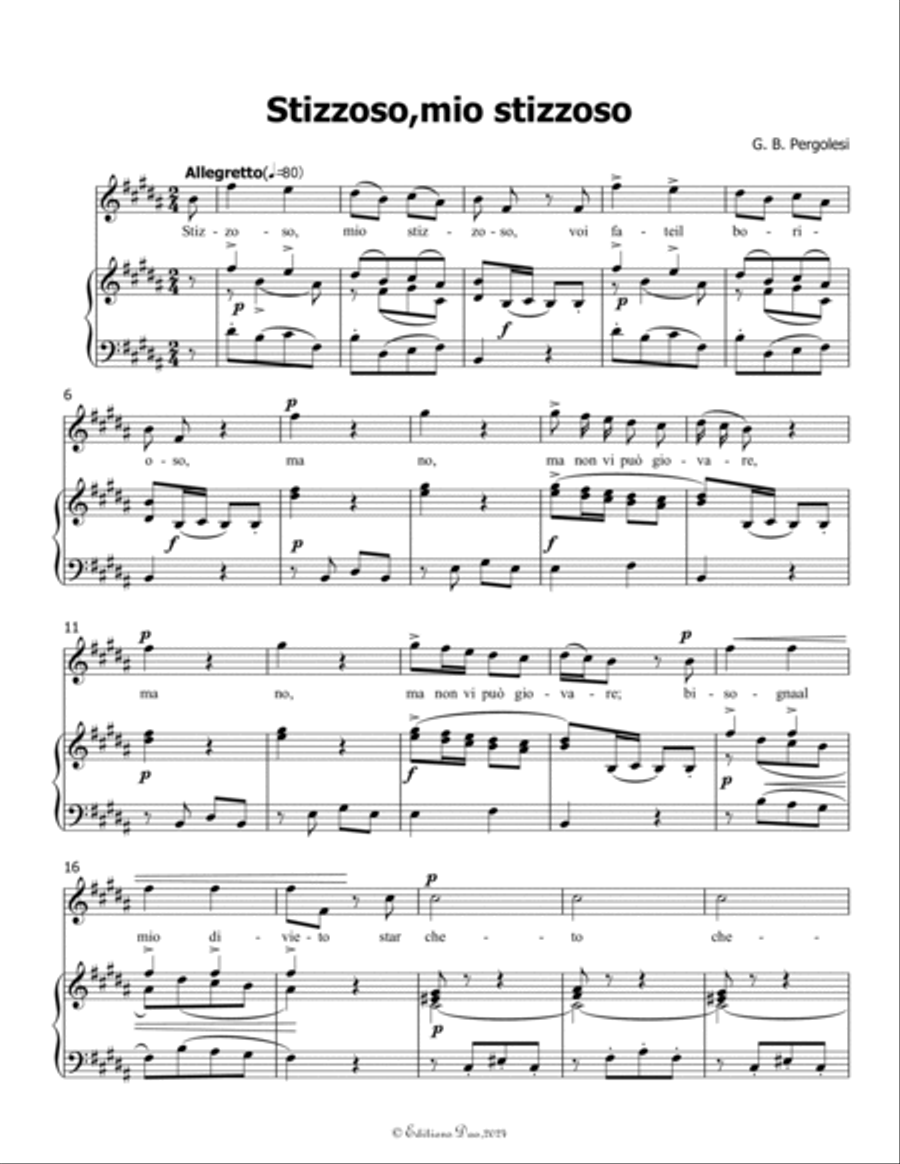 Stizzoso,mio stizzoso,by Pergolesi,in B Major Voice scores gallery preview page 3