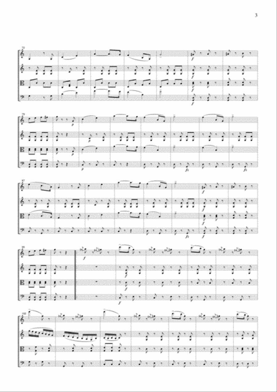 J.Strauss Thunder and Lightning Polka, for string quartet, CS111 String Quartet scores gallery preview page 3