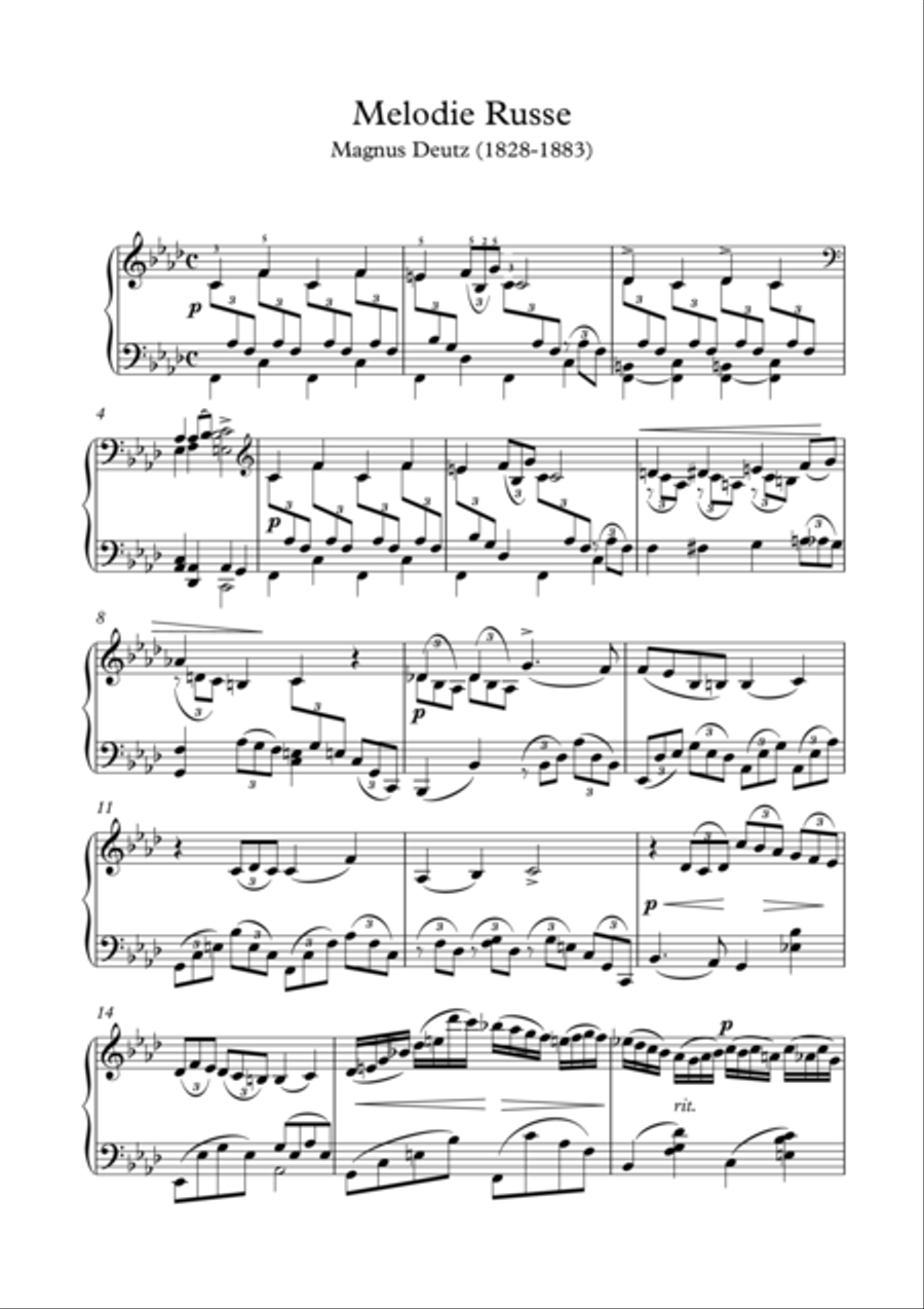 Russian melody Russian melody Piano Solo scores gallery preview page 1