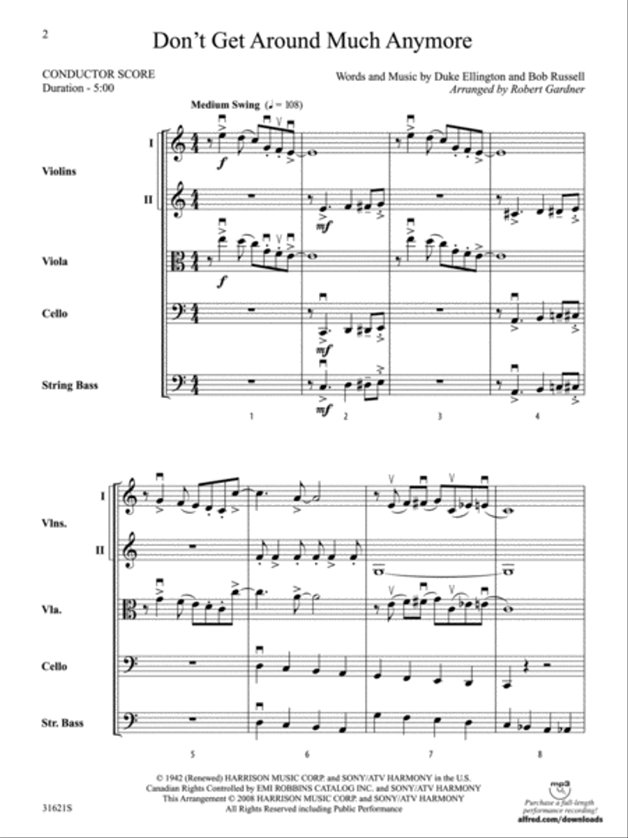 Don't Get Around Much Anymore String Orchestra scores gallery preview page 2