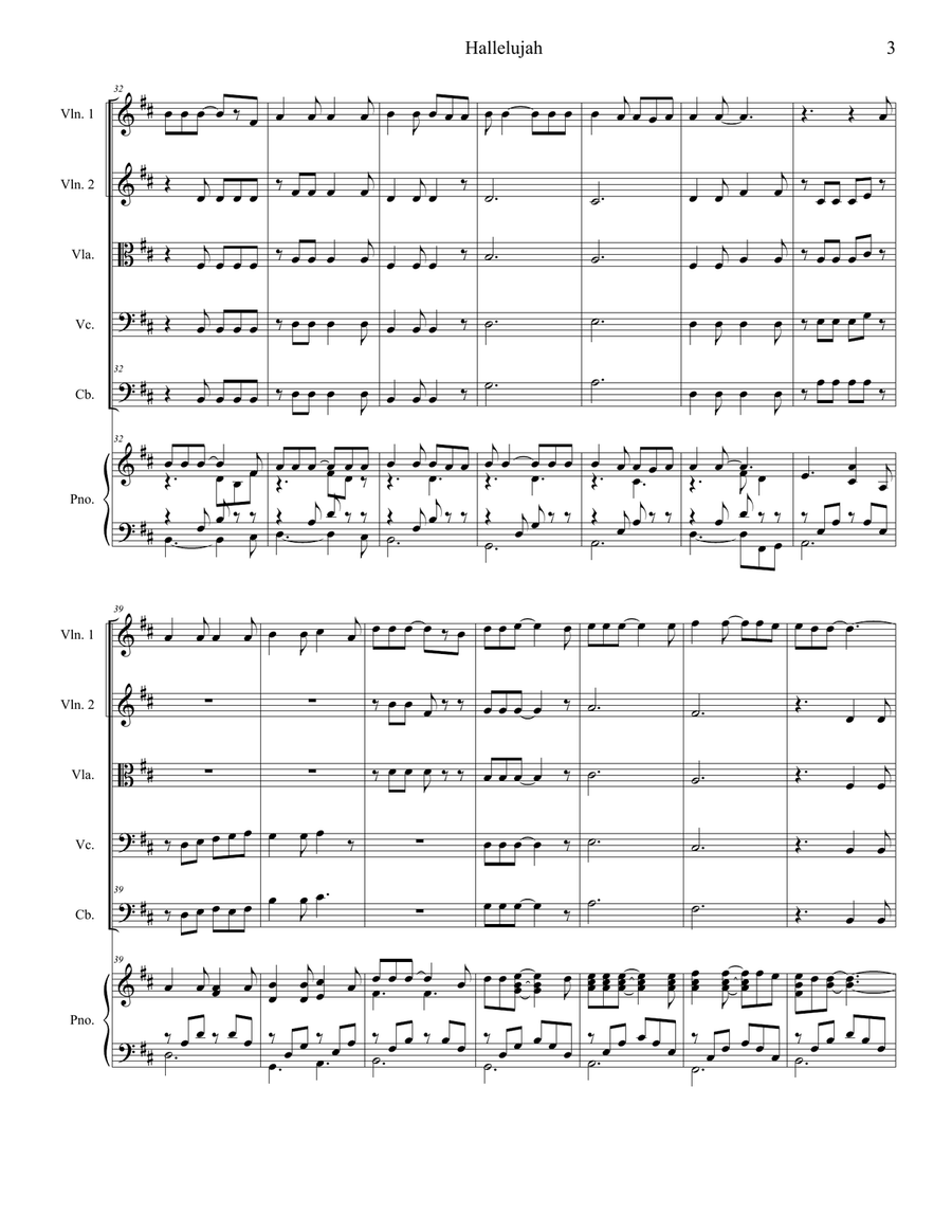 Hallelujah Hallelujah String Quartet scores gallery preview page 3