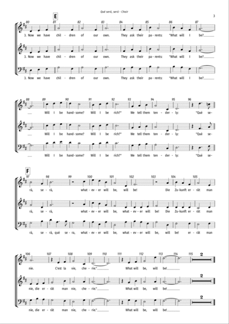 Que Sera, Sera (whatever Will Be, Will Be) 3-Part scores gallery preview page 6