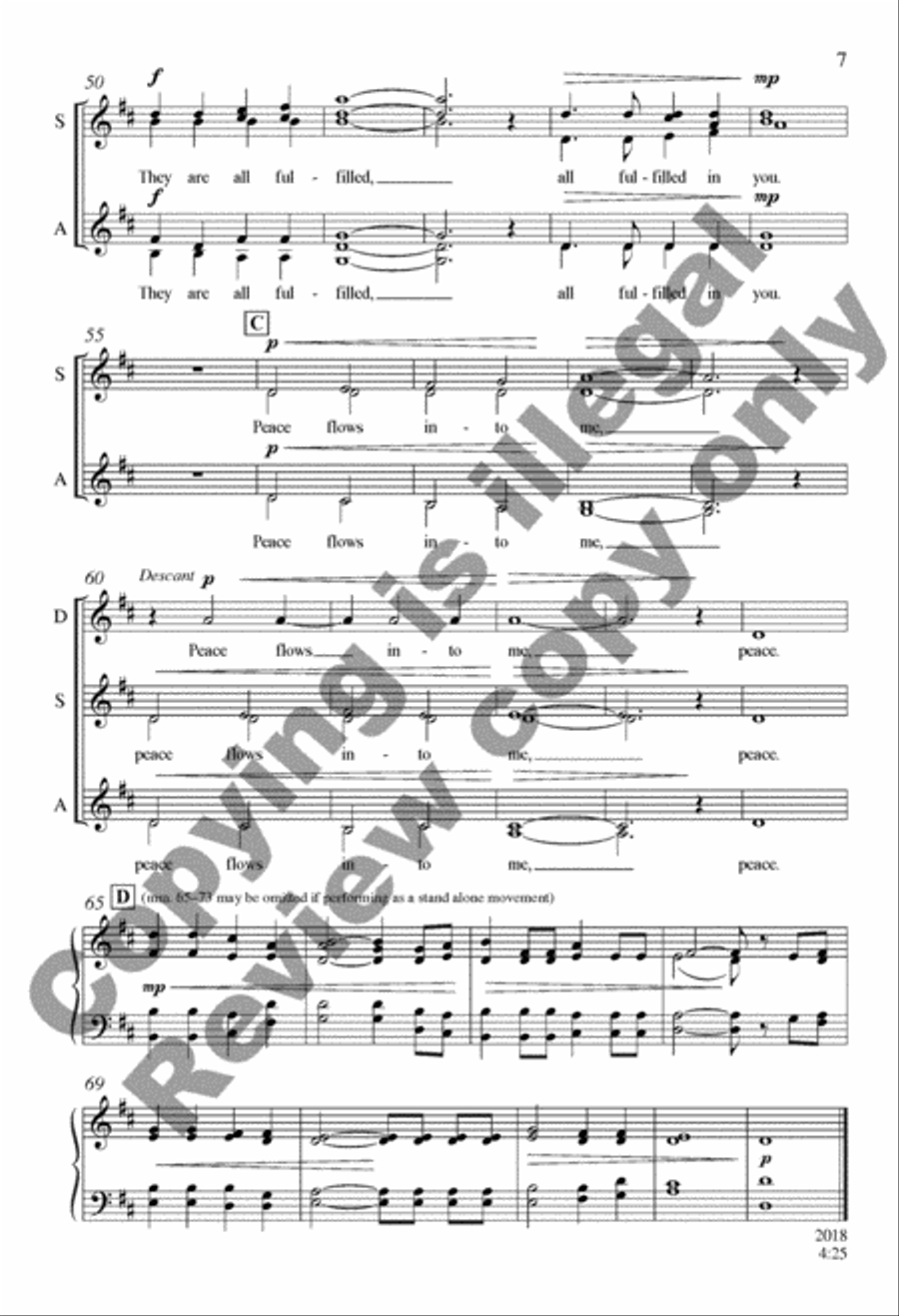 Peace from I Will Sing to the Stars SSAA scores gallery preview page 7