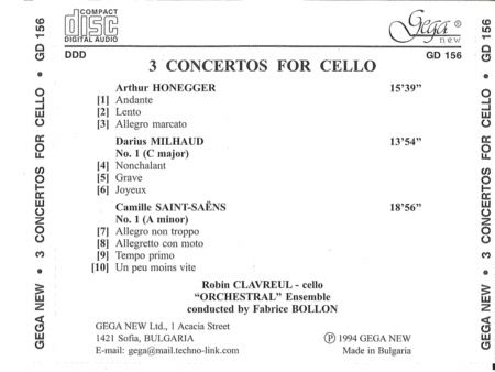 3 Concertos For Cello