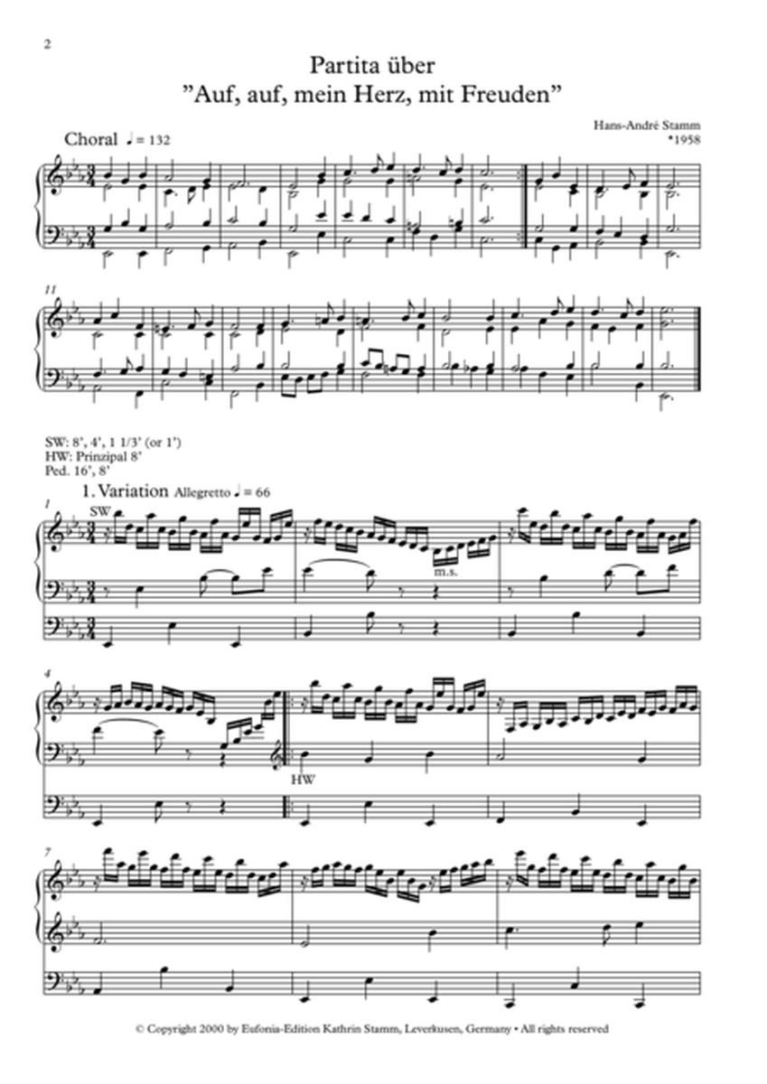 Partita on the Easter chorale 'Auf, auf, mein Herz, mit Freuden' for organ