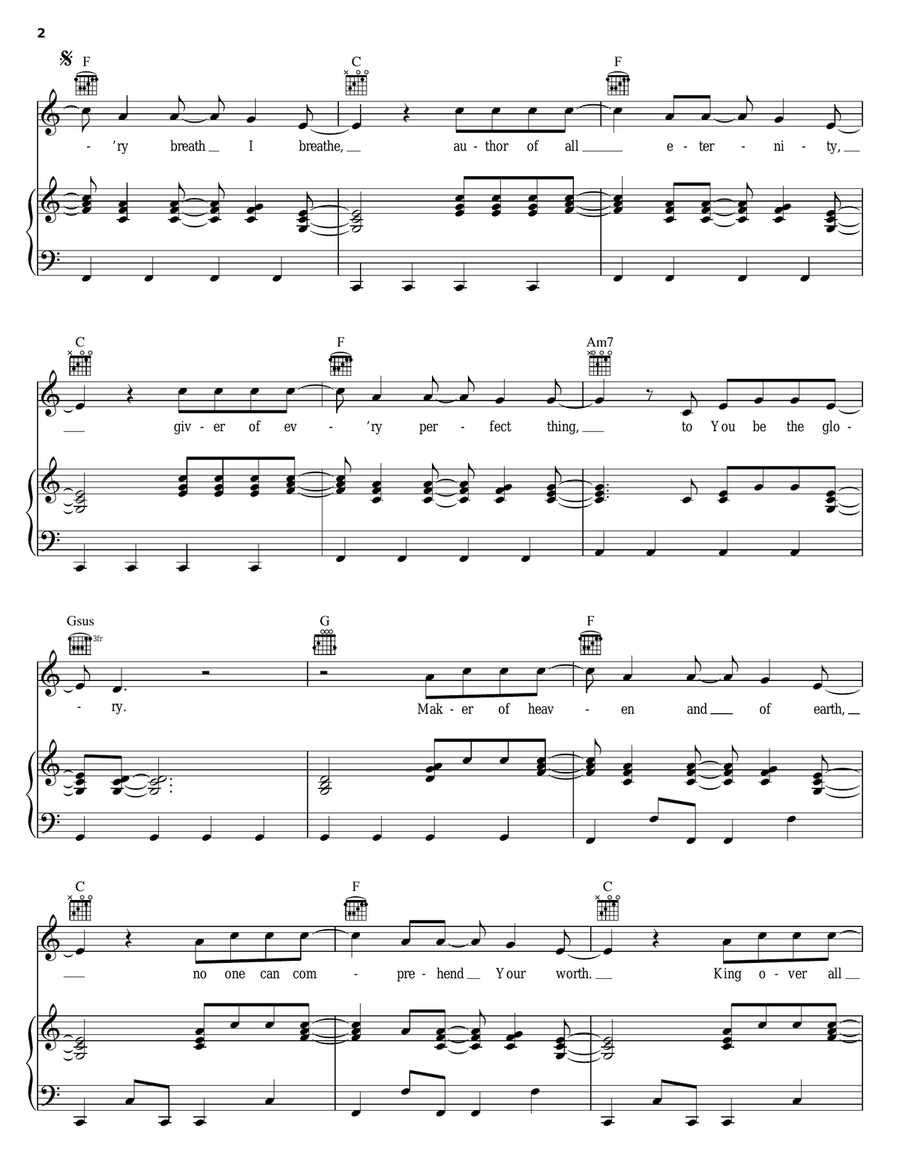 All Because Of Jesus Piano, Vocal, Guitar scores gallery preview page 2