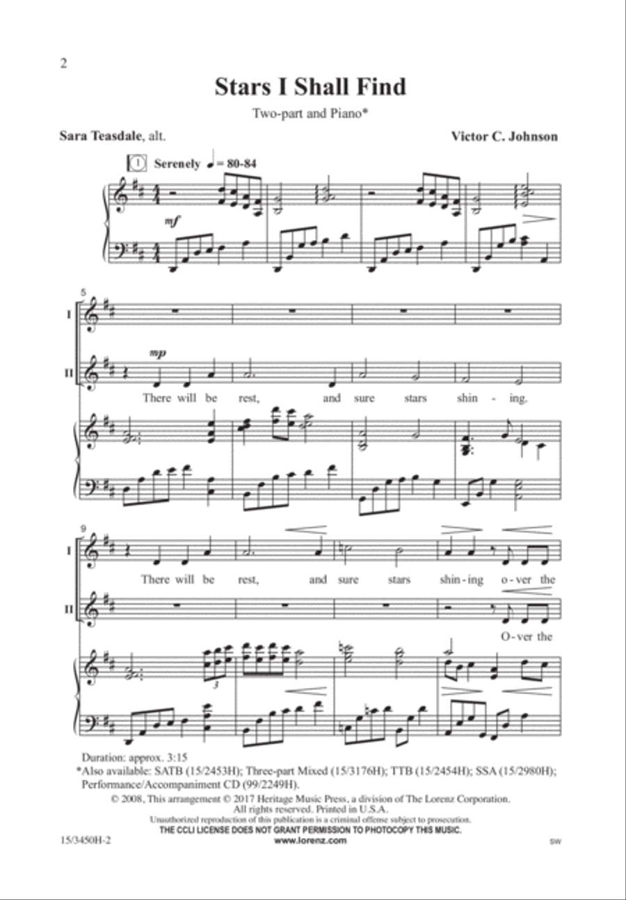 Stars I Shall Find Stars I Shall Find 2-Part scores gallery preview page 2