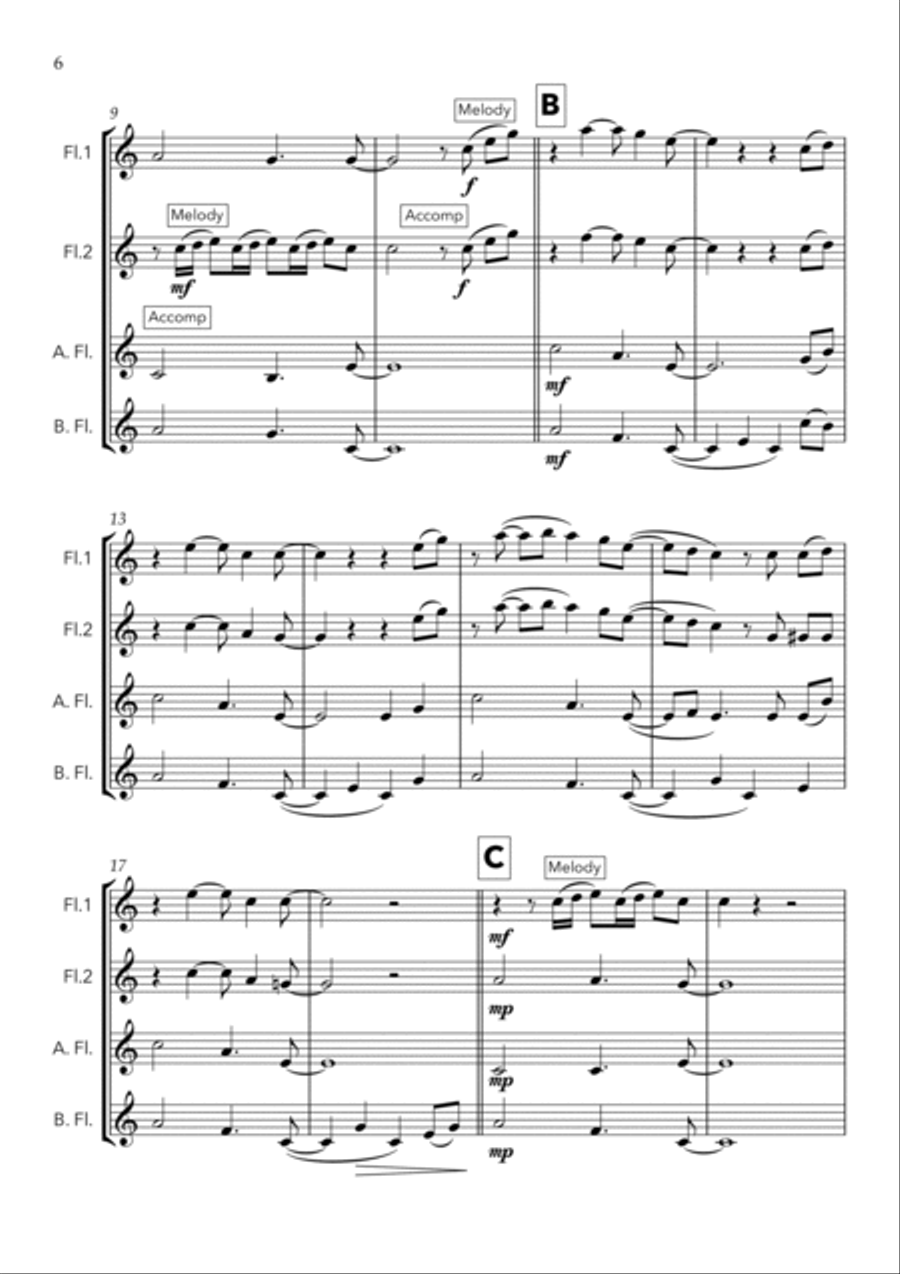 Stay With Me Flute Quartet scores gallery preview page 6