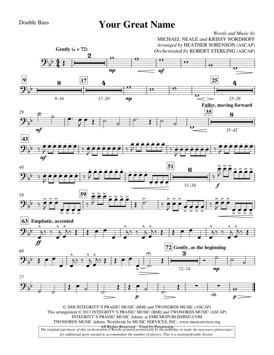Your Great Name - Double Bass Choir scores gallery preview page 1