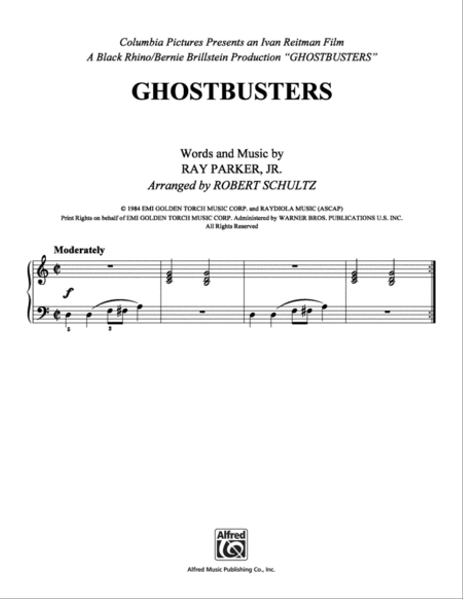 Ghostbusters Easy Piano scores gallery preview page 1