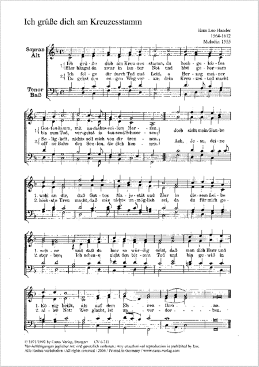 Crüger: O meine Seel / Hassler: Ich grüße dich Score scores gallery preview page 1