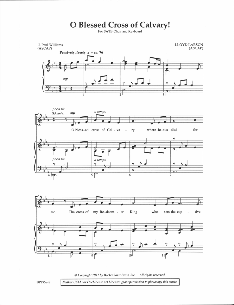 O Blessed Cross of Calvary! 4-Part scores gallery preview page 2