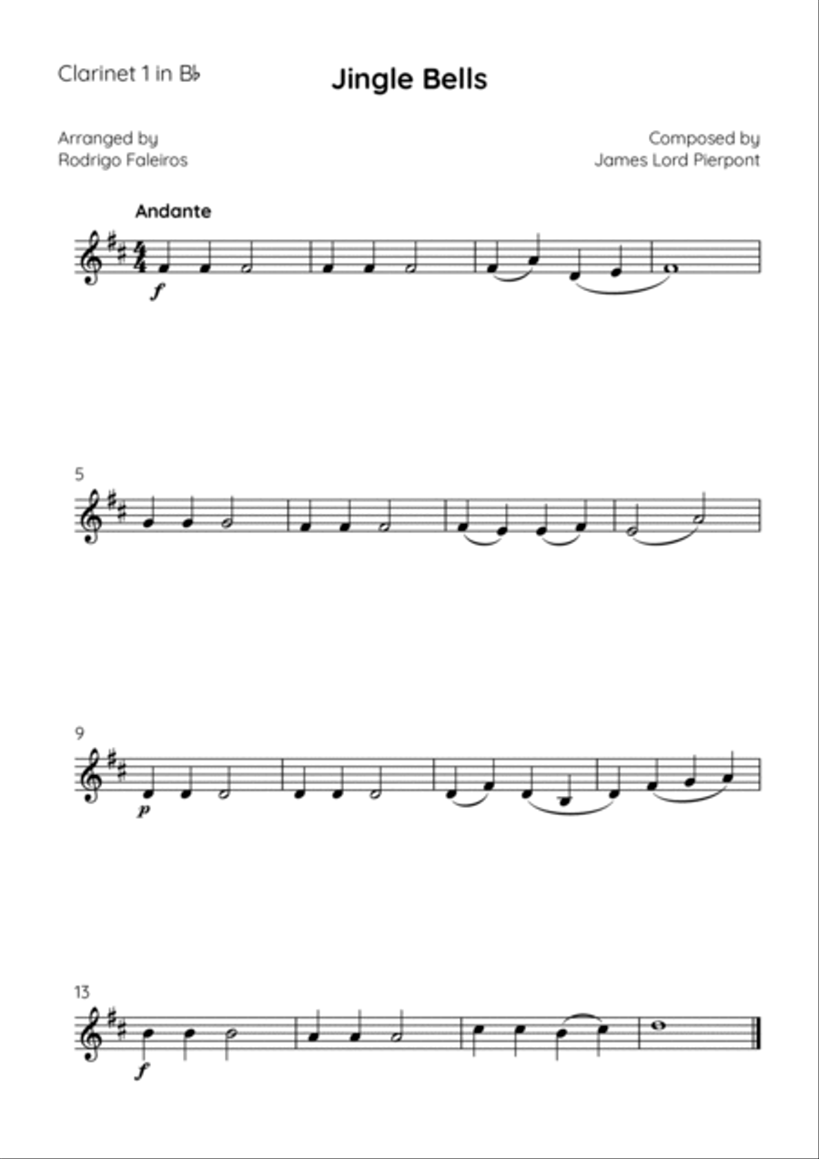 Jingle Bells Clarinet Duet scores gallery preview page 2