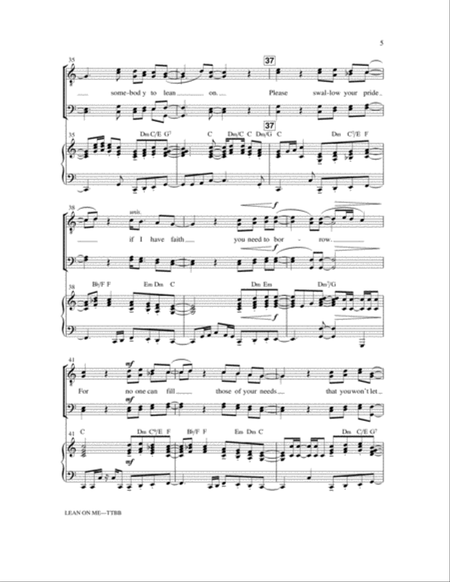 Lean On Me (with We Shall Overcome) TTBB scores gallery preview page 5