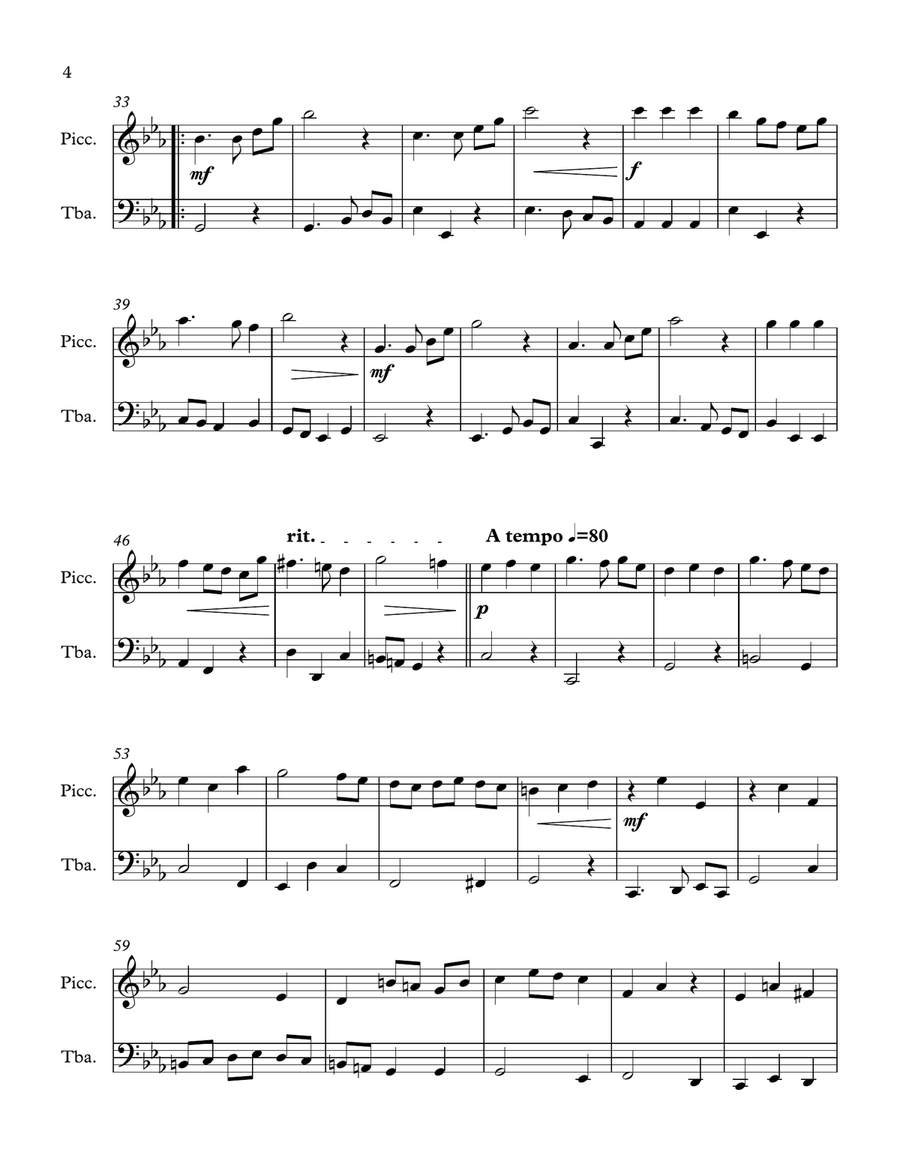 Duet for Piccolo and Tuba Piccolo scores gallery preview page 4
