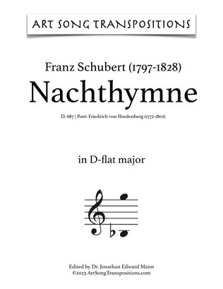 Book cover for SCHUBERT: Nachthymne, D. 687 (transposed to D-flat major)