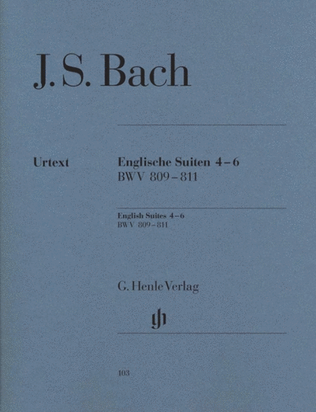 Book cover for English Suites 4-6 Bwv 809-811 Urtext