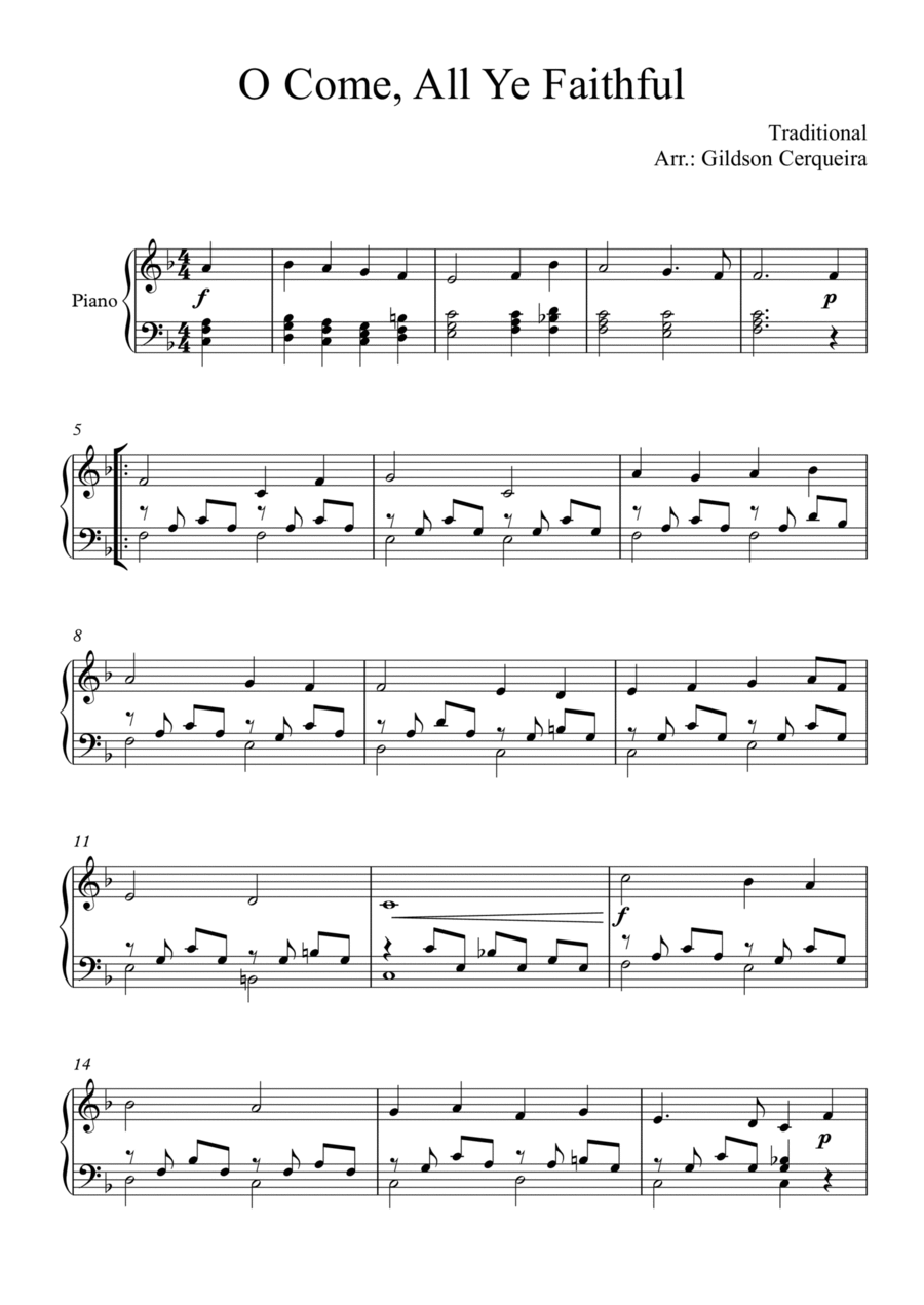 O Come, All Ye Faithful (Adeste Fidelis) Piano Method scores gallery preview page 1