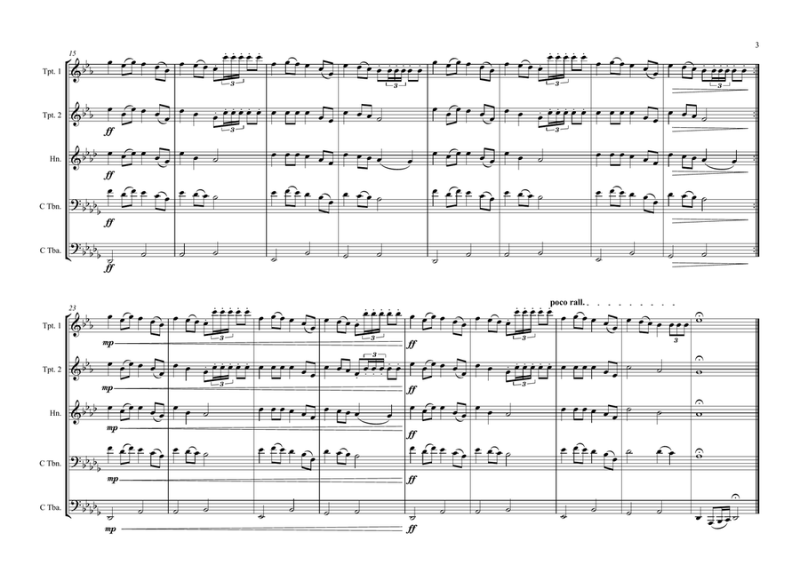 State Anthem of the Chechen Republic (Іожалла я маршо) Shatlak's Song for Brass Quintet Brass Quintet scores gallery preview page 3