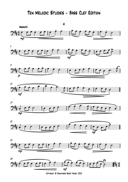 Ten Melodic Studies, Bass Clef, Volume 1