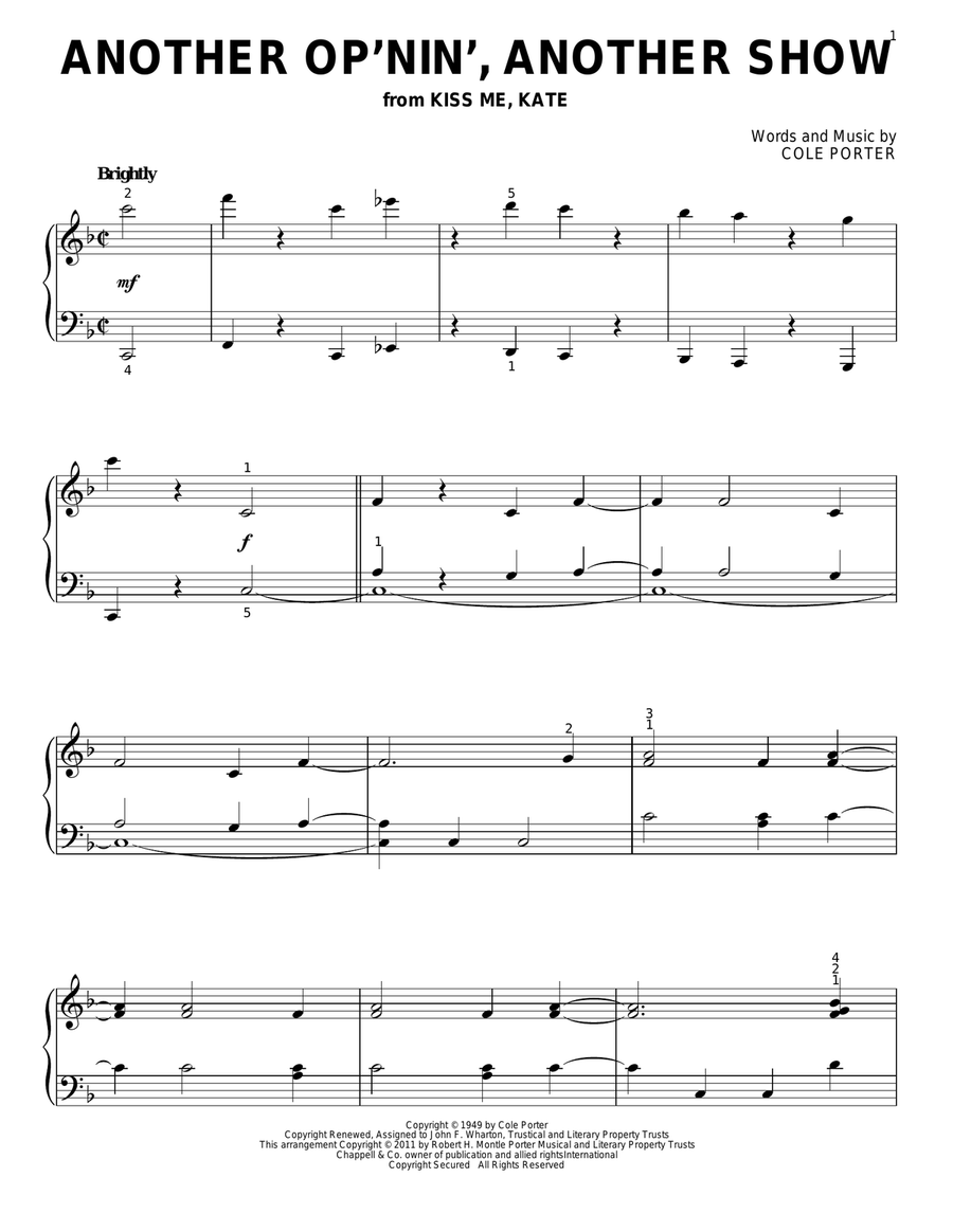 Another Op'nin', Another Show (from Kiss Me, Kate) Piano Solo scores gallery preview page 1