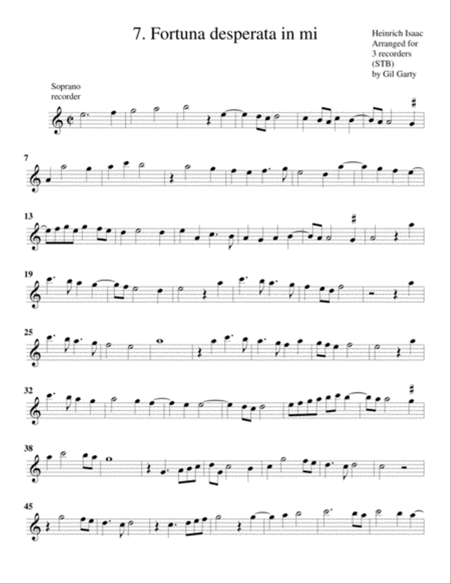 7. Fortuna desperata in mi (arrangement for 3 recorders) Recorder scores gallery preview page 3