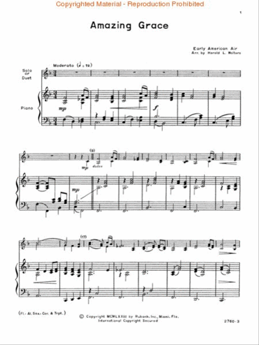 Amazing Grace Alto Saxophone scores gallery preview page 2