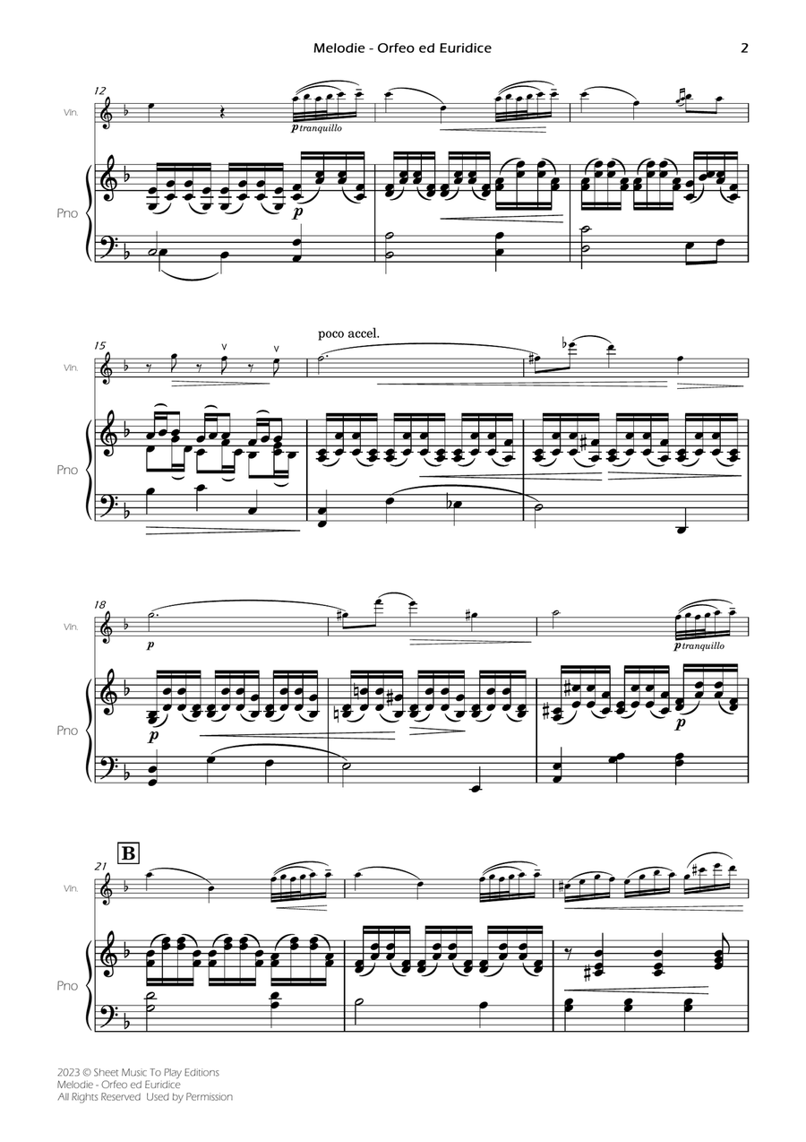 Melodie from Orfeo ed Euridice - Violin and Piano (Full Score and Parts) Melodie from Orfeo ed Euridice - Violin and Piano (Full Score and Parts) Violin Solo scores gallery preview page 3