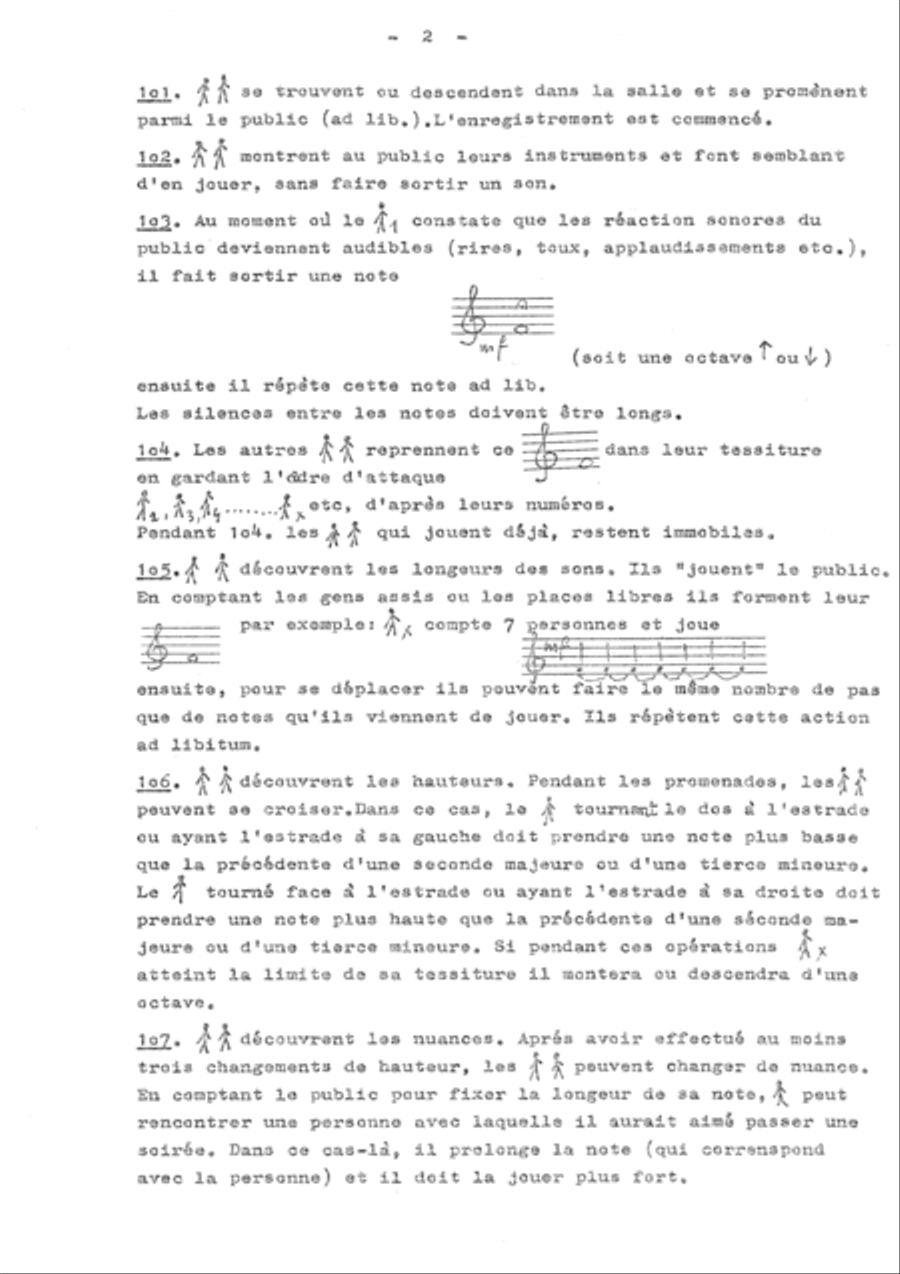 Sinfonietta, music theatre. English and French version. 16 pages.