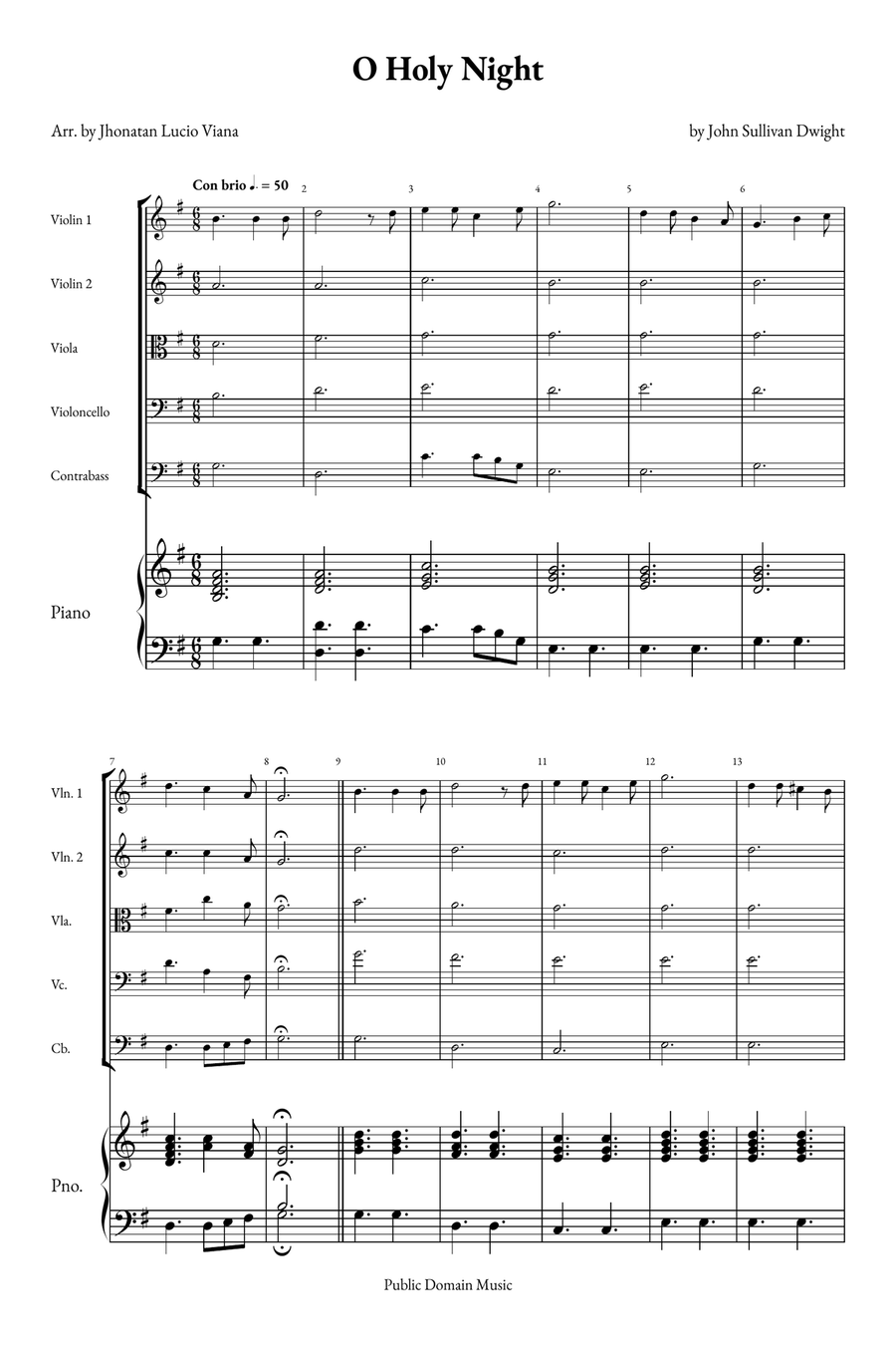 O Holy Night String Quintet scores gallery preview page 1