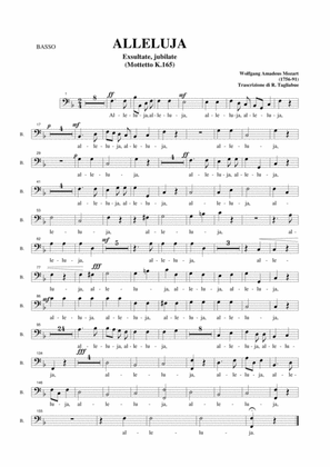 ALLELUJA (Exsultate, jubilate K.165) W.A.Mozart - Arr. for SATB Choir and Organ - Part for BASS