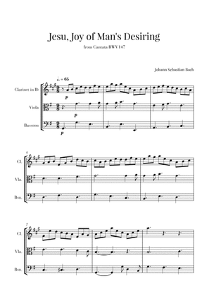 Bach - Jesu, Joy of Man's Desiring for Clarinet, Viola and Bassoon
