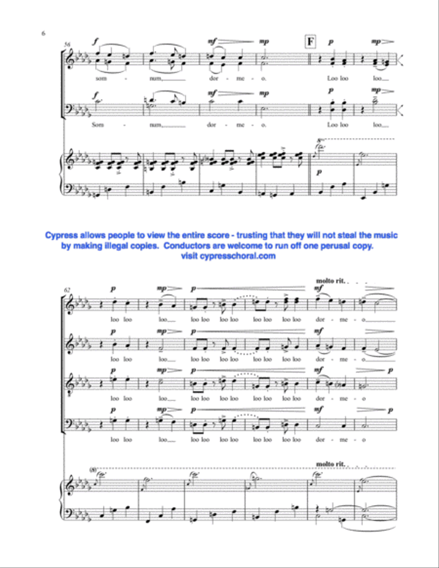 Mother Whale Lullaby 4-Part scores gallery preview page 6