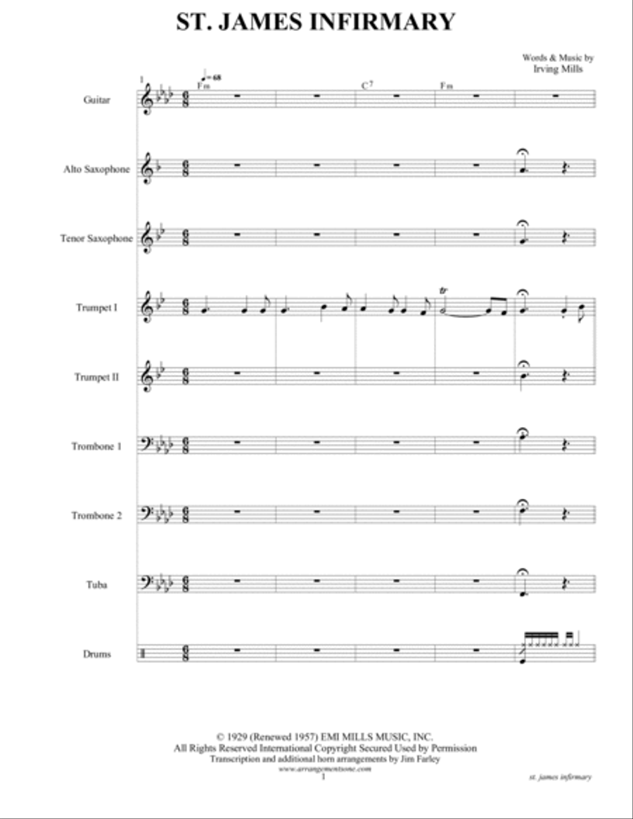 St. James Infirmary Large Ensemble scores gallery preview page 3