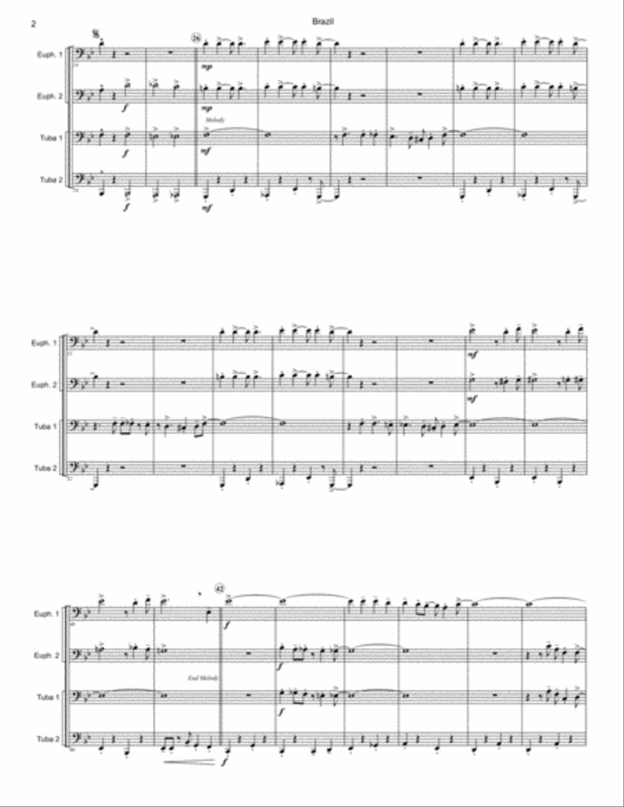 Aquarela Brasileira (aquarela Do Brasil) (brasil) Brass Ensemble scores gallery preview page 2