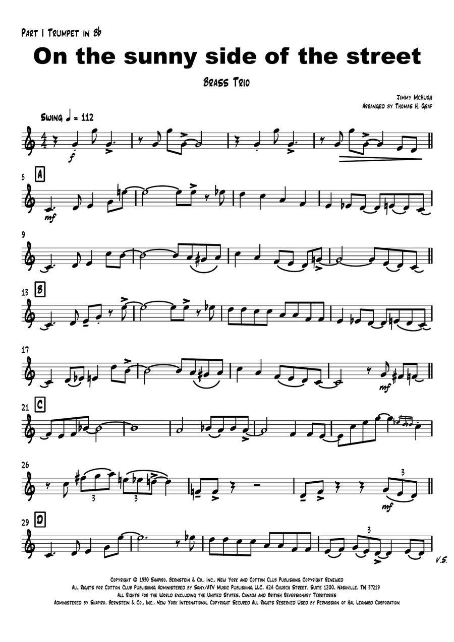 On The Sunny Side Of The Street Brass Ensemble scores gallery preview page 5