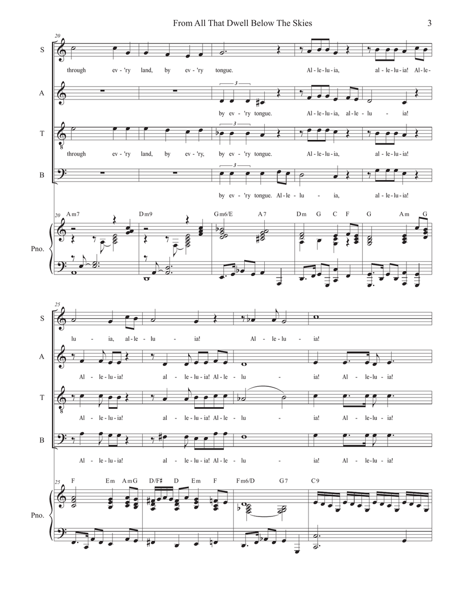 From All That Dwell Below The Skies (Vocal Quartet - (SATB) 4-Part scores gallery preview page 3