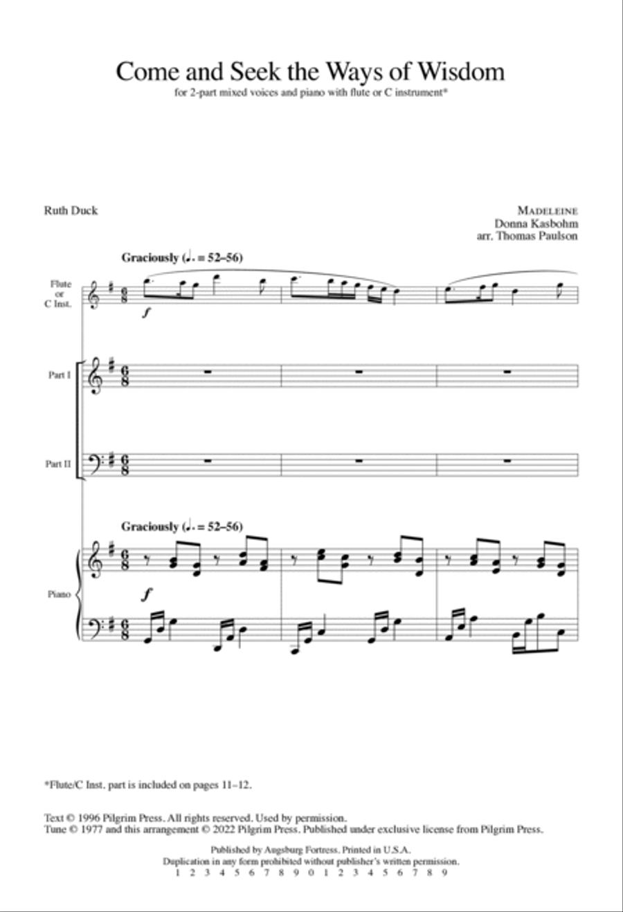 Come and Seek the Ways of Wisdom 2-Part scores gallery preview page 2