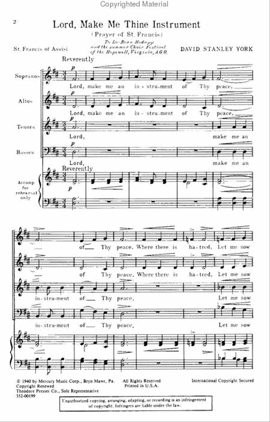 Lord, Make Me Thine Instrument 4-Part scores gallery preview page 2